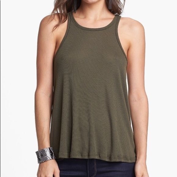 Free People flowy army green/olive tank top - Picture 3 of 6